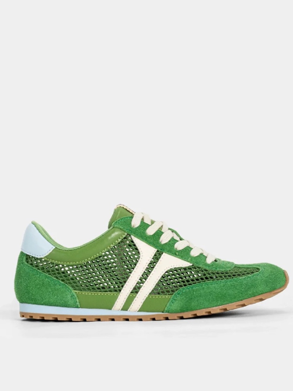 New in box. Green suede mesh sneakers. Sarah ShuShop.